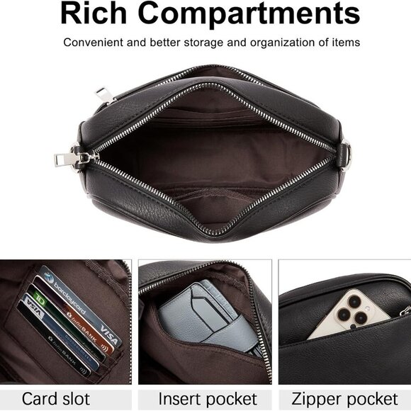 Crossbody Bags for Women, Vegan Leather Shoulder Handbags，Purses for Women with - Picture 3 of 9